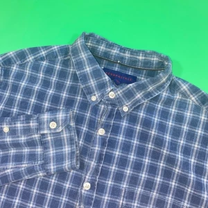 Camisa informal mediana Aeropostale para hombre azul a cuadros con botones manga larga - Imagen 1 de 7