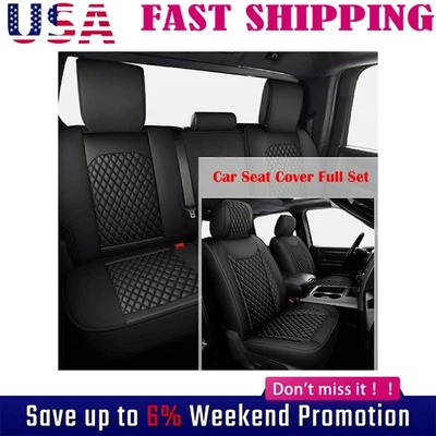For Chevrolet Auto Car Seat Cover Full Set Leather 5-Seat Front Rear Protector. - Image 1 of 4