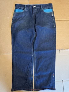 Vtg Y2K COOGI Mermaid Baggy Hip Hop Blue Denim Jeans 40x34 - Picture 1 of 14