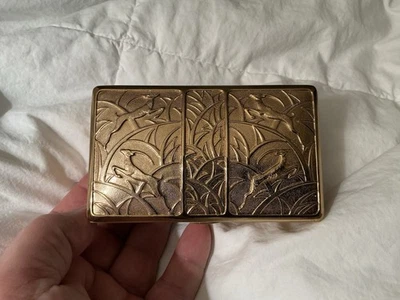 Caja Reloj Vintage Certina Art Deco Metal Dorado Latón Bisagras Gacelas Azules Foto 1 de 4