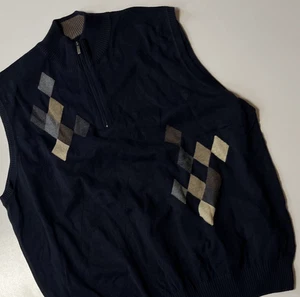 Southern Pines Argyle Sweater Vest Size XXL Blk 1/4 Zip Golf Business Layer Top - Picture 1 of 7