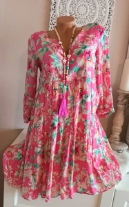 rich & royal Stufenkleid Rosa Pink A-Linie Viskose Gefüttert 34 SEHR GUT - Bild 1 von 2