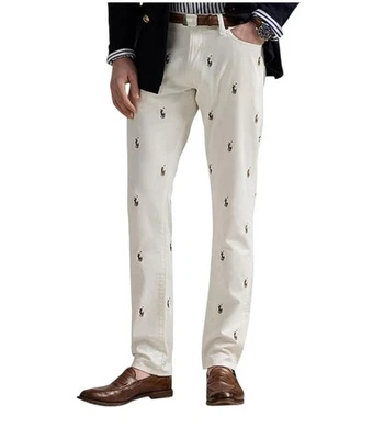 Polo Ralph Lauren Men's Sullivan Slim Fit White Jeans Allover Pony NWT - Image 1 of 4