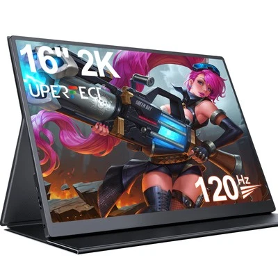 UPERFECT 16" 2K 120Hz Portable Monitor QHD Screen 100% sRGB USB C Gaming Display - Image 1 of 4