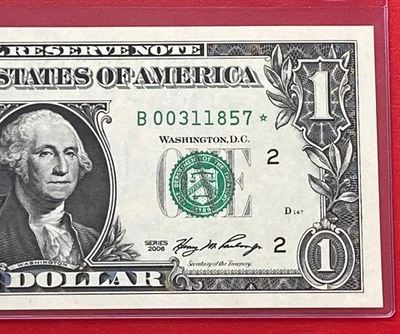 2006 Star note $1 DOLLAR BILL ( NEW YORK B ) UNCIRCULATED - Image 1 of 3