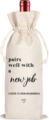 Maydvdv Nuevo Trabajo Regalos Bolsa de Vino | Felicitaciones Regalo para Blanco, Beige  Foto 1 de 4