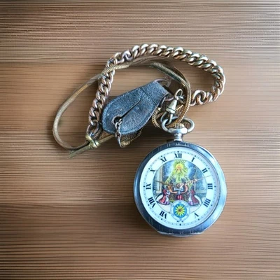 Old Silver Breguet,Hugenin & Fils-Masonic Enamel Pocket Watch.Private Collection - Image 1 of 4