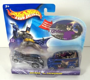 Hot Wheels 2 PC Set Batman Batmobile VS Catwoman -Diecast NOC NEW SEALED - Picture 1 of 7