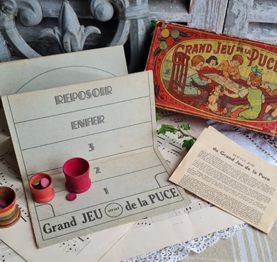 ANCIEN JEU JOUET GRAND JEU DE LA  PUCE ENFANT DE LA MARQUE JLR ANNEE 30 - Photo 1/4