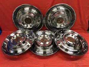 Vintage Set Of 5 1954–55 Cadillac 15" Hubcaps - Picture 1 of 11