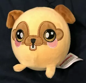 Squeezamals Dan il Cane Cucciolo Marrone Peluche Guance Rosa 4" Peluche Tondo - Foto 1 di 5