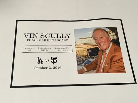 Los Angeles Dodgers Vin Scully Final Boardcast Poster Cover