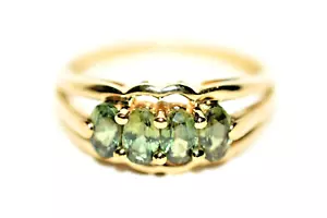 Green Sapphire 9ct Gold Ring Natural Green Sapphires 1.00ct Size P - Picture 1 of 13