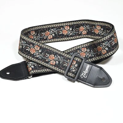 Alça de guitarra Takamine Deluxe designer - Bordado floral - Muito elegante! - Imagem 1 de 4