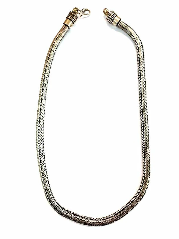  collana bagno argento indiano INDIAN SILVER snake necklace 56 57CM X 8 mm - Immagine 1 di 1