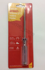 ELECTRICAL TERMINAL SCREWDRIVERS ALSO Mains tester 175mm 7"TESTING RANG 200-250V - Picture 1 of 3