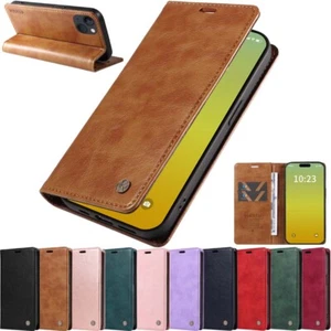 Magnetic Flip Wallet Leather Case Cover For iPhone 15 14 13 12 11 SE 6s 7 8 Plus - Picture 1 of 74