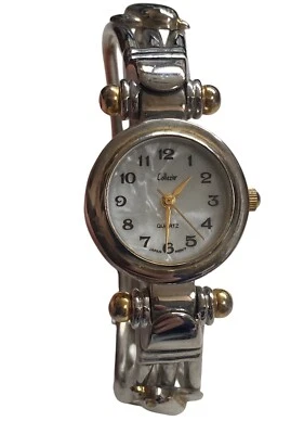 Collezio Hinged Bracelet Watch Silver Gold Tone Dolphin Wire Clamper Cuff - Image 1 of 4