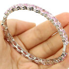 64x5 mm wunderschönes 13 g rosa Kunzite für Frauen tägliche Kleidung silberner Armreif Armband