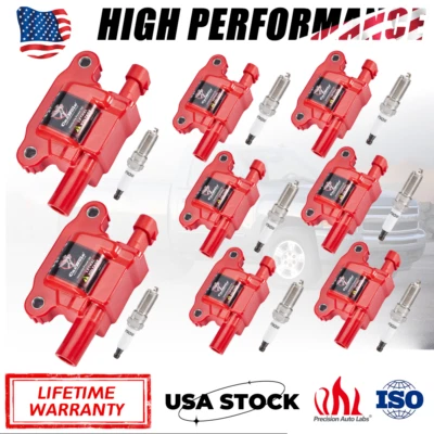 8 Ignition Coil & Spark Plug for Chevrolet Silverado GMC Yukon Cadillac V8 UF743 - Image 1 of 4