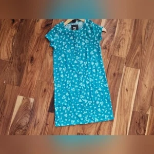 Art Class Teal blue/Green Floral Pullover Knit Kids Dress Size L 10-12 - Picture 1 of 15