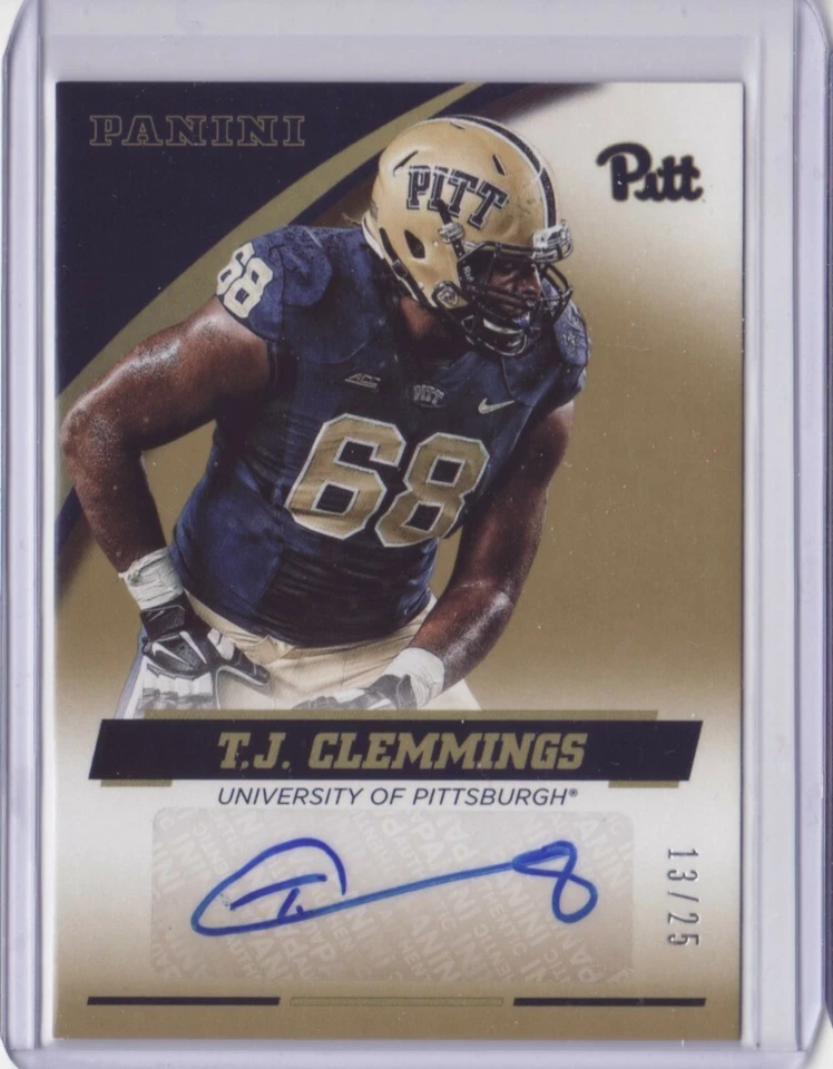 2016 Panini Pittsburgh Autograph Gold T.J. Clemmings 13/25 TJ Pitt Auto Flat S/H - Image 1 of 1