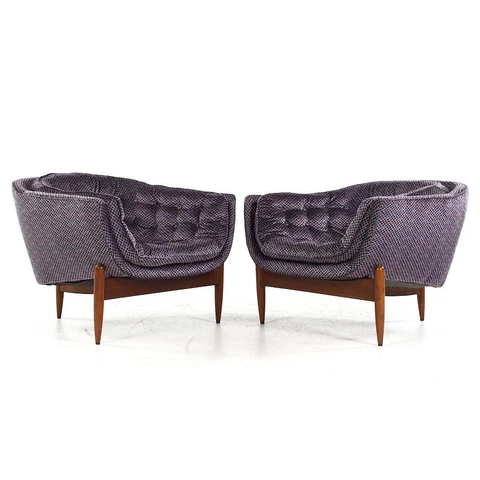 Adrian Pearsall for Craft Associates Mid Century Tufted Pearsall Chairs - Pair Cover