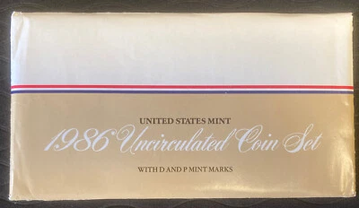 1986 US Mint P & D Uncirculated Mint Set - 10 coins - w/ OGP & COA - Image 1 of 3