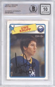 UWE KRUPP SIGNED 1988/89 OPC ROOKIE #220 BAS/BGS AUTHENTIC 10 AUTO AUTOGRAPH
