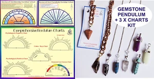 Comprehensive PENDULUM KIT: 3 x CHARTS, 1 x GEM PEND' Divine Dowse Predict - Bild 1 von 6
