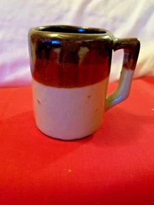 Vintage Brown And Tan Stoneware Mug 3" Tall - Picture 1 of 4