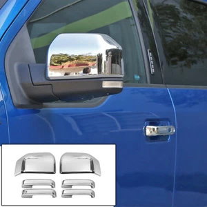 6x Rearview Mirror & Door Handle Decor Cover Trim For Ford F150 2015-2020 Chrome - Picture 1 of 8