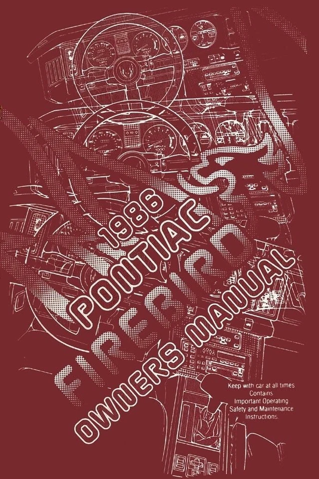 1986 Pontiac Firebird Owners Manual User Guide Reference Operator Book