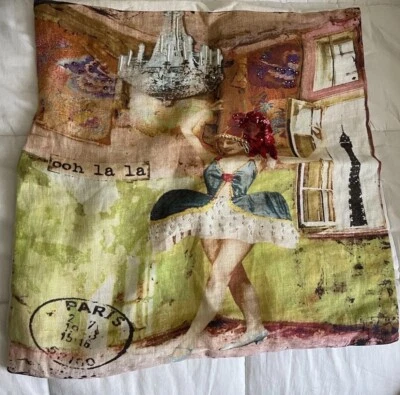 Pillow Cover Accent Victorian Trading Praying for Peace Woman Flower 17x17” Boho - Image 1 of 4