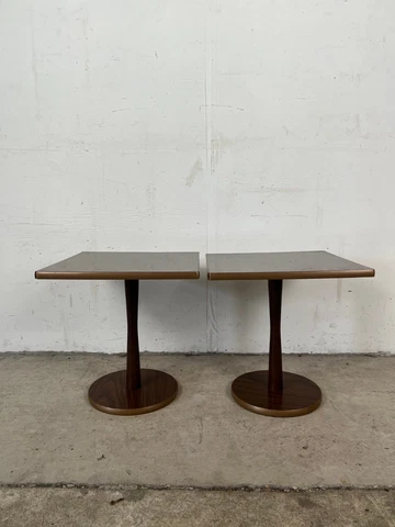 Pair of Mid Century Modern Small Pedestal Accent Tables Cover