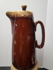 Hull Pitcher Lid Oven Proof Brown Drip Glaze Carafe Coffee Pot 11" Tall Great - Picture 1 of 9