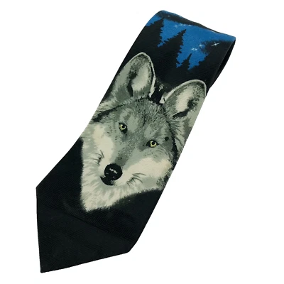 PARQUET Multicolor Wolf Face 59 x 3.75  Mens Tie Foto 1 de 4