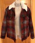 Forever 21 Women's Rust & Burgundy Multi Colored Plaid Winter Jacket/Coat Size S