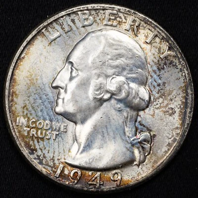 Cuarto de plata Washington 1949-D Choice BU sin circular, Denver Mint Foto 1 de 4
