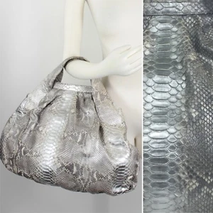 Ted Rossi Damen-Handtasche Hobo echte Python-Schlangenhaut silber metallid-Geldbörse - Bild 1 von 11