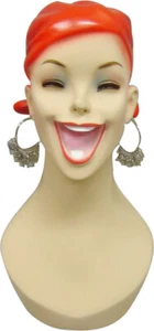 Artistic Vintage Fiberglass Adult Female Smiling Costume Mannequin Head - Picture 1 of 1