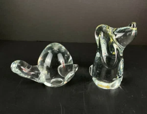 Vintage Klar Kunst Glas Hund Hund & Schildkröte Briefbeschwerer Figuren Menge 2 - Bild 1 von 6