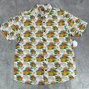 Camisa Neff Para Hombre Grande Blanca Algodón Estampado Pato Hawaiano Manga Corta Abotonada - Imagen 1 de 11