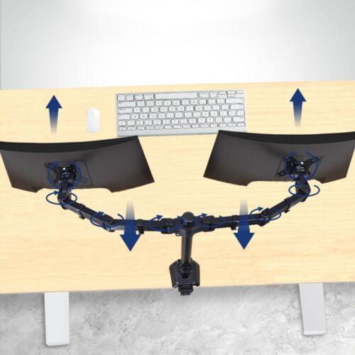 Dual Arm Monitor Bracket with Clamp Holder Screen Mount Stand  Load Bearing