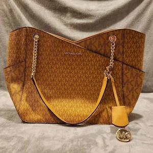 NWT MICHAEL KORS Jet Set Large Logo Chain Strap Bag - Picture 1 of 16