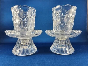 Partylite Portacandele Vetro Trasparente Trapuntato Cristallo Conico Votivo Set 4 Pezzi - Foto 1 di 7