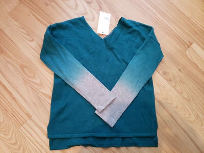 VINCE Girl's Ombre Sleeves Turquoise V-Neck Cotton Sweater Top Size 5 BNWT - Image 1 of 4