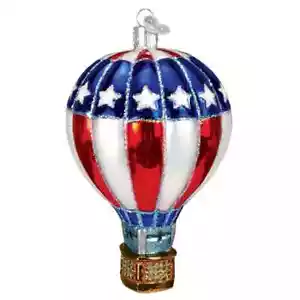 Old World Christmas PATRIOTIC HOT AIR BALLOON (36335) Glass Ornament w/ OWC Bx - Picture 1 of 1