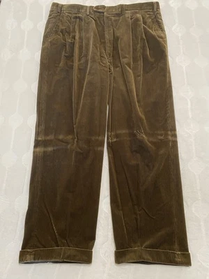 Pantalones de vestir de pana para hombre Luciano Barbera 40x30 marrón claro Italia Foto 1 de 4