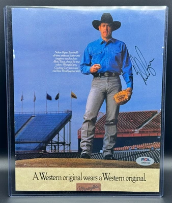Signed NOLAN RYAN 1990 Wrangler Jeans Magazine Ad PSA/DNA Full-Page Cert - Image 1 of 4